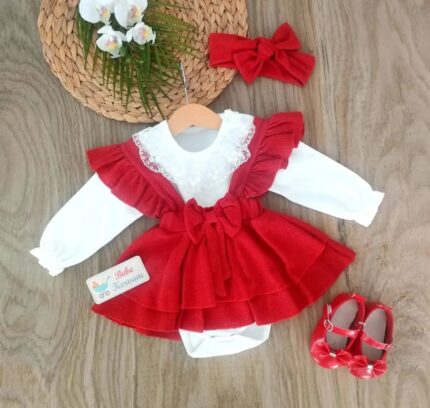 Slopetli Bandanalı Kız Bebek Elbisesi