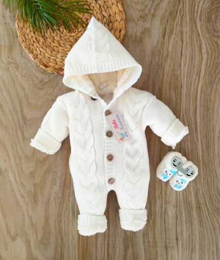 Unisex %100 Doğal Kuzu Yünlü Triko Tulum