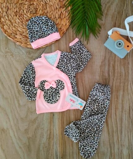 Leopar %100 Pamuklu 3'lü Bebek Takımı