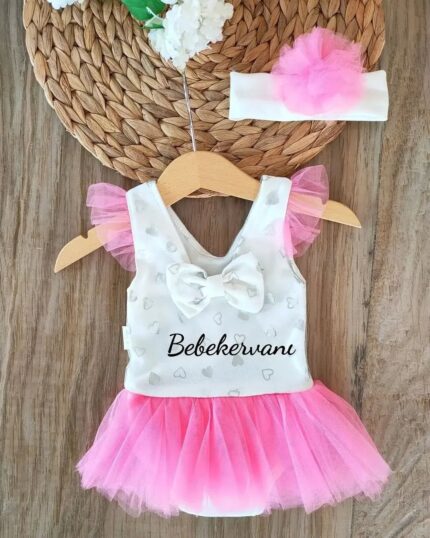 Kız Bebek %100 Pamuk Tütü Etekli Badi Elbise Takım