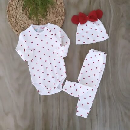Kalpli %100 pamuklu Kız Bebek Badi Takım