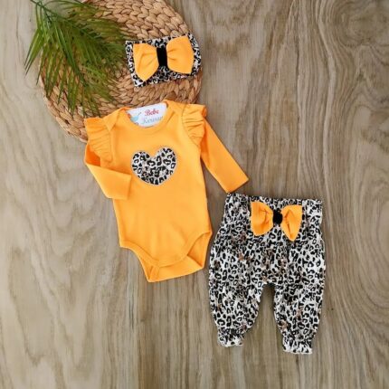 Kız Bebek %100 Pamuklu Leopar 3'lü Takım
