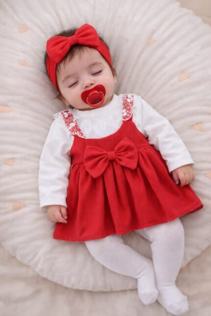 Melek Kanatlı %100 Pamuk Kız Bebek Elbisesi