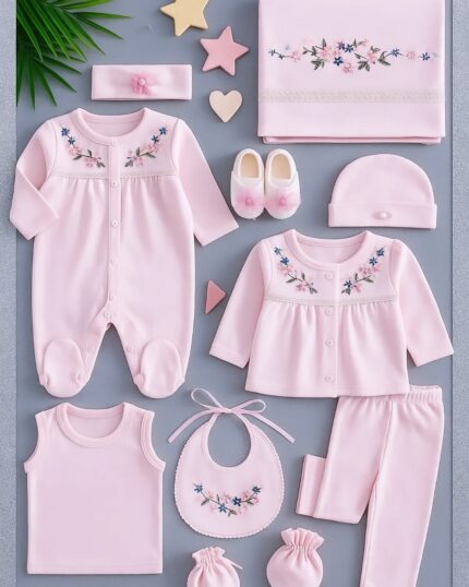 Kanaviçe Çiçek Nakışlı %100 Pamuklu 10'lu Set