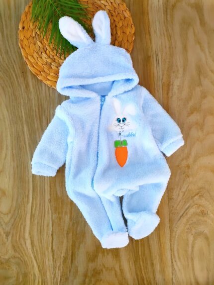 Tavşan Kulaklı Kışlık Peluş Tulum