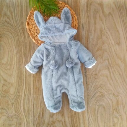 Tavşan Kulaklı Kadife Kumaş Pofuduk Kozmonot Tulum