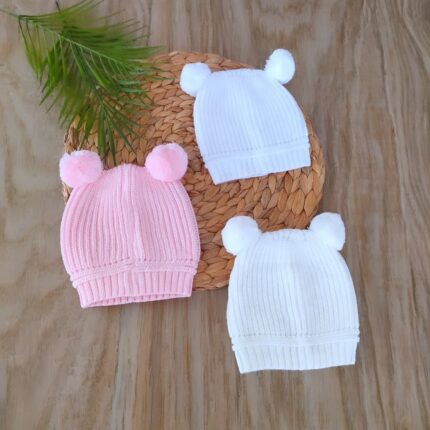 Ponponlu Triko 3'lü Bere 0_1 Yaş