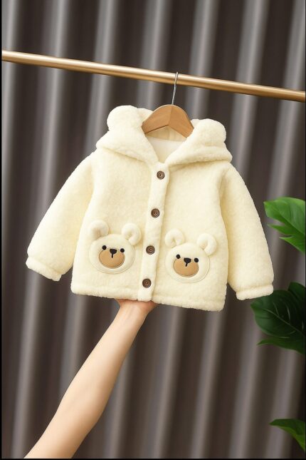 Sevimli Ayıcık Kapüşonlu Peluş Çeket