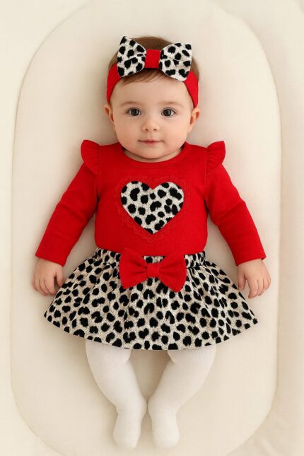 Fırfır Etekli Leoparlı Çıtçıt Badili Takım Elbise