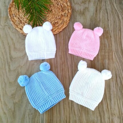 Çift Ponponlu Triko Bere