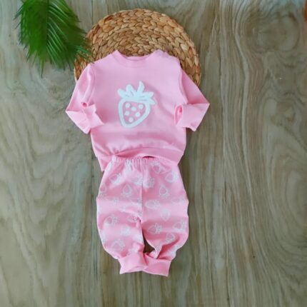 %100 Pamuklu Çilek Pembe 2'li Takım