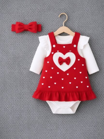 Büyük Kalpli %100 Pamuk Slopet Elbise Takım