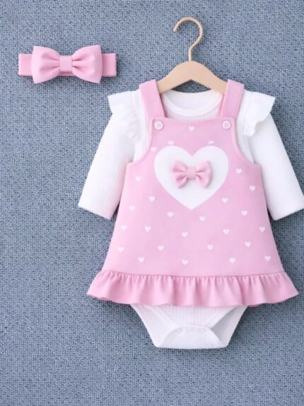 Büyük Kalpli %100 Pamuk Slopet Elbise Takım