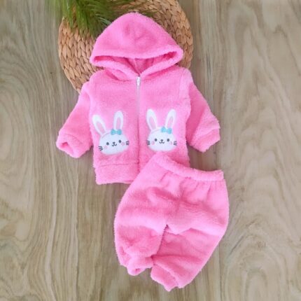 Sevimli Ayıcık Fermuarlı Kapüşonlu 2'li Takım