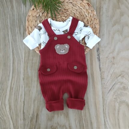 Kadife Kumaş Ayıcık Slopetli Tulum Seti