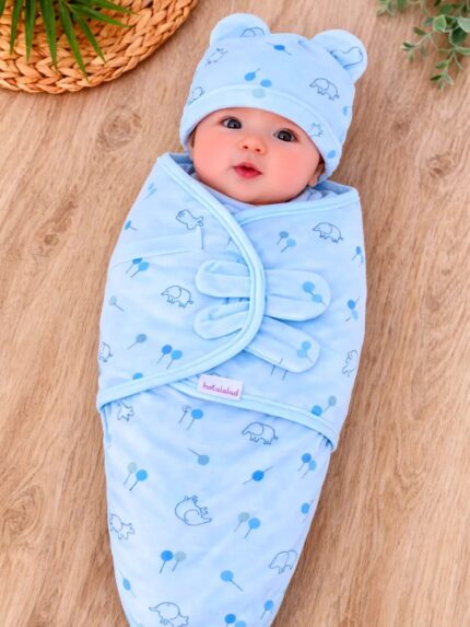 Şapkalı %100 Pamuklu Nefes Alabilen Hazır Cırt Kundak