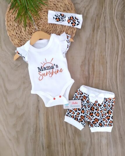 Yazlık Leopar %100 Pamuk Şortlu 3'lü Takım