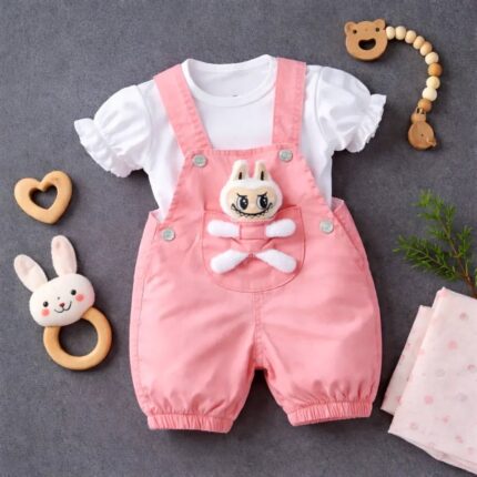 Labubu %100 Pamuklu Kot Yazlık Slopetli Tulum Seti