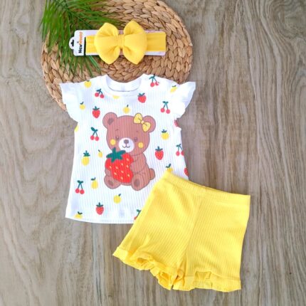 Sevimli Ayıcık %100 Pamuklu Yazlık Takım