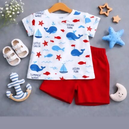 %100 Pamuklu Yazlık Balina 2 li Takım