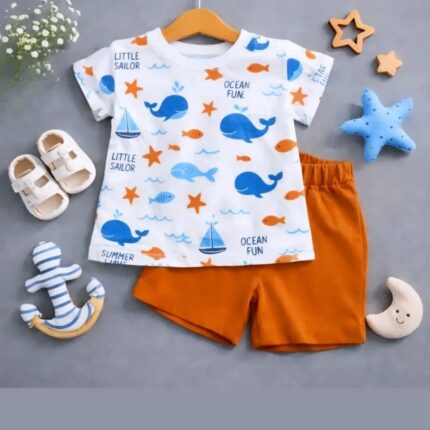 %100 Pamuklu Yazlık Balina 2li Takım