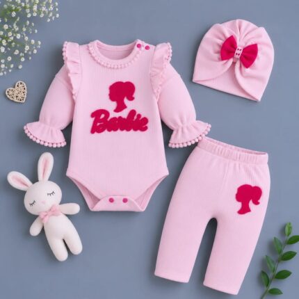 %100 Pamuklu Ponpon Süslü 3'lü Badi Takım
